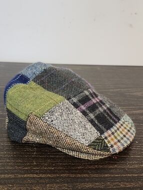 John Hanly Ireland New Wool Patchwork Newsboy Donegal Tweed Hat OS